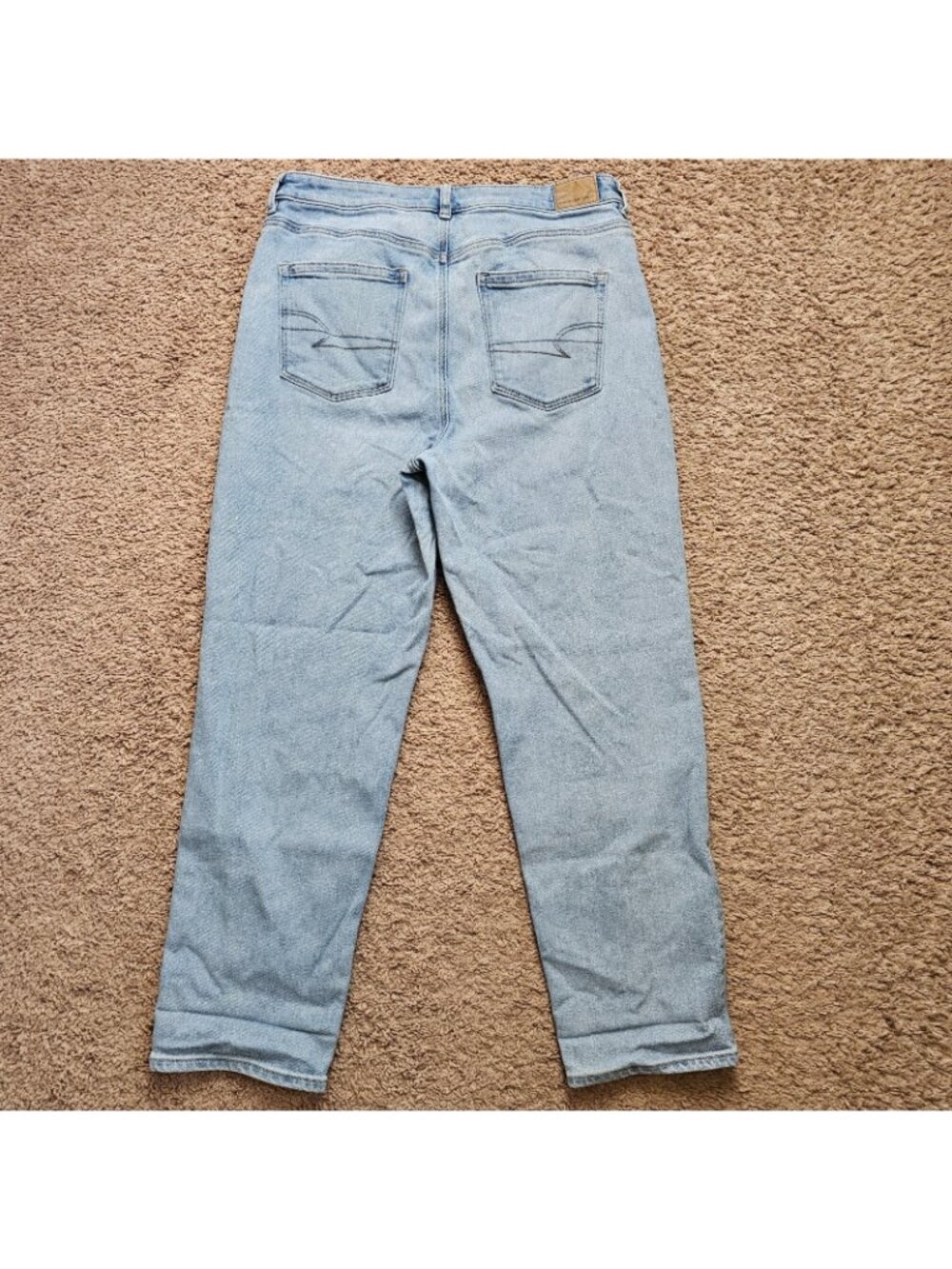 American Eagle Mom Straight Jeans Womens 14 Blue High Rise Denim Stretch - Picture 4 of 9